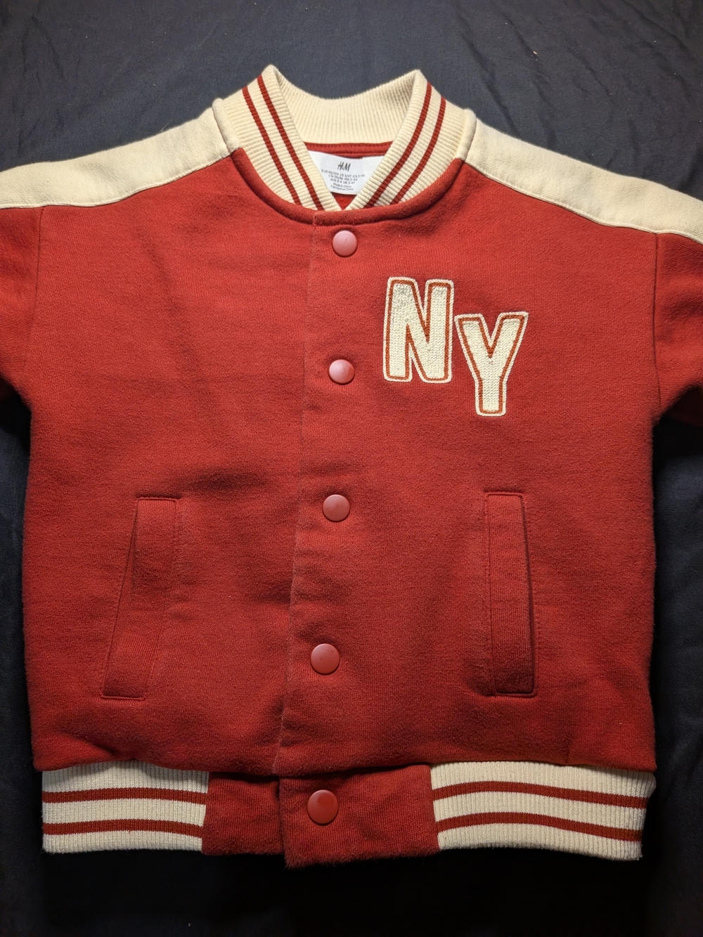 H&M Kids Red Varsity Jacket with NY Patch